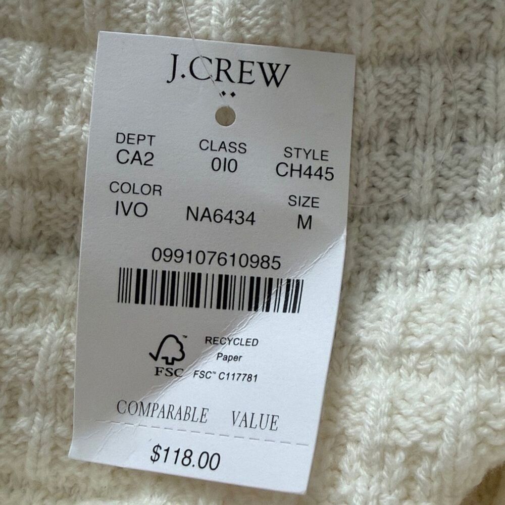 J.Crew Factory Textured Cardigan Sweater Ivory Size Medium NEW - Picture 6 of 9